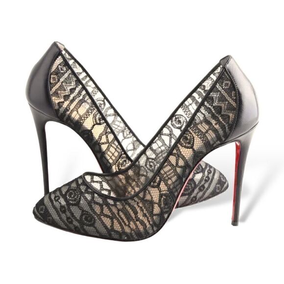 Christian Louboutin Black Dorissima Lace 100 Dentelle Pumps |Size: 38| - Picture 1 of 14
